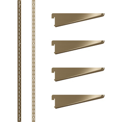 Rothley Antique Brass Twin Slot Shelving Kit 1220mm Uprights (x2) & 120mm Brackets (x4)