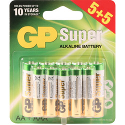 GP / GP Super Alkaline Batteries 5 AA + 5 AAA
