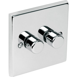 Chrome Dimmer Switch 2 Gang 2 Way 250W