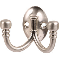 Ball End Double Robe Hook Satin Nickel - 53887 - from Toolstation