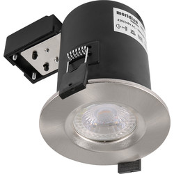Meridian Lighting LED 5W Fire Rated IP65 GU10 Downlight Satin Chrome 400lm - 54015 - from Toolstation