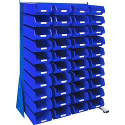 Barton Steel Louvre Panel Adda Stand with Blue Bins 1600 x 1000 x 500mm with 40 TC4 Blue Bins