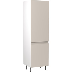 Kitchen Kit Flatpack J-Pull Kitchen Cabinet Tall Fridge & Freezer 70/30 Unit Super Gloss Light Grey 600mm