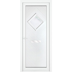 Crystal uPVC Front Door Small diamond Glass Hamburg White Right Hand 920 x 2090mm Obscure Glass 920 x 2090 x 70