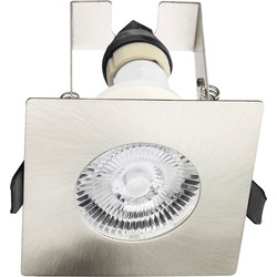 Integral LED Square Evofire IP65 Fire Rated Downlight Satin Nickel with Insulation Guard