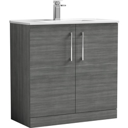 nuie Arno Double Door Floor Standing Vanity Unit Anthracite 800mm With Minimalist Basin