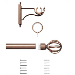Rothley Curtain Pole Kit with Cage Orb Finials & Rings