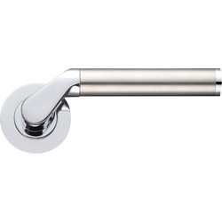 Stanza Venus Lever on Rose Door Handles Satin Stainless / Polished Chrome