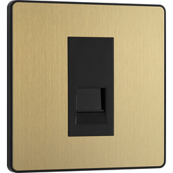 BG Evolve / BG Evolve Brushed Brass (Black Ins) Single Master Telephone Socket 