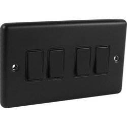 Wessex Electrical Wessex Matt Black Switch 4 Gang 2 Way - 55216 - from Toolstation