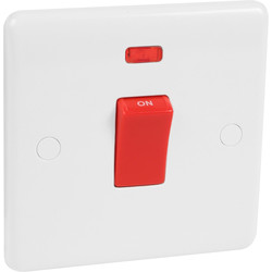 Wessex Electrical / Wessex White 45A DP Switch Switch + Neon 1 Gang