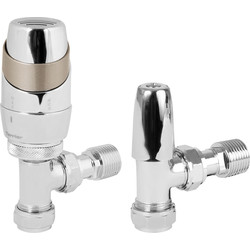 Pegler Decorative TRV and Lockshield Silver and Chrome Angled 15mm