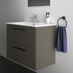 Ideal Standard i.life A Double Drawer Wall Hung Unit with Basin Matt Quartz Grey