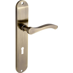 Designer Levers / Capri Door Handles Long Lock Antique Brass