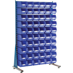 Barton Steel Louvre Panel Starter Stand with Blue Bins 1600 x 1000 x 500mm with 60 TC3 Blue Bins