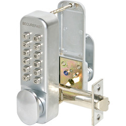 Easy Code Push-Button Lock with Turn Satin Chrome