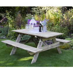 Forest / Forest Garden Small Rectangular Picnic Table 70cm (h) x 150cm (w) x 150cm (d)