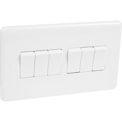 Wessex White 10A Switch 6 Gang 2 Way
