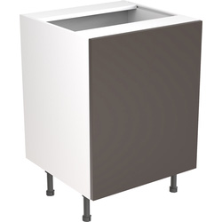 Kitchen Kit Flatpack Slab Kitchen Cabinet Base Sink Unit Super Gloss Graphite 600mm