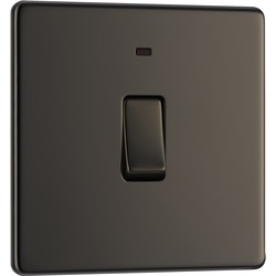 BG Screwless Flat Plate Black Nickel 20A DP Switch Switch & Neon