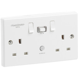 PowerBreaker RCD Switched Socket White 2 Gang 13A 30mA - 57256 - from Toolstation