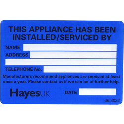 Installed Service Label