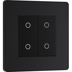 BG Evolve Matt Black (Black Ins) 200W Double Touch Dimmer Switch, 2-Way Master 