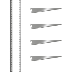 Rothley Krome Twin Slot Shelving Kit 1600mm Uprights (x2) & 220mm Brackets (x4)