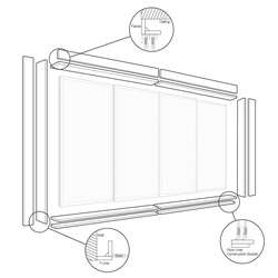 Spacepro Framing Kit for Sliding Wardrobes Door System Walnut 3600 x 90mm