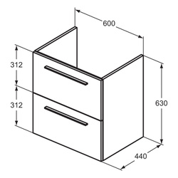 Ideal Standard i.life A Double Drawer Wall Hung Unit with Basin Matt Quartz Grey