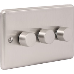Wessex Electrical / Wessex Brushed Stainless Steel Dimmer Switch 3 Gang 250W