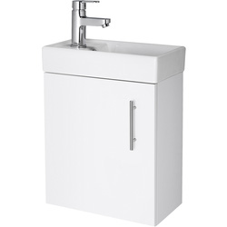 Nuie / nuie Vault Single Door Compact Wall Hung Vanity Unit with Ceramic Basin 400mm Gloss White