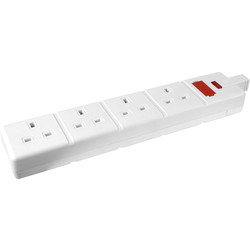 CED Extension Sockets 4 Gang White - 59015 - from Toolstation