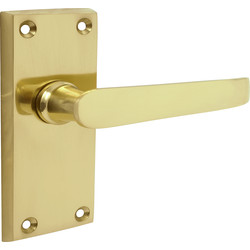 Unbranded Victorian Straight Door Handles Short Latch Brass - 59566 - from Toolstation
