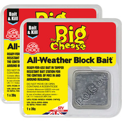 The Big Cheese All Weather Block Bait Mouse Killer Stations 2 Pack