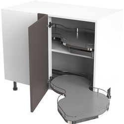 Kitchen Kit Flatpack Slab Kitchen Cabinet Pull Out Base Blind Corner Unit Super Gloss Graphite 1000mm Right Hand