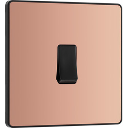 BG Evolve Polished Copper (Black Ins) Single Intermediate Light Switch, 20A 16Ax 