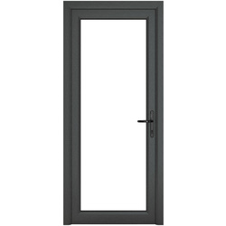 Crystal uPVC Single Door Full Glass Left Hand Open In 890mm x 2090mm Clear Triple Glazed Grey/White
