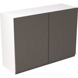 Kitchen Kit Flatpack J-Pull Kitchen Cabinet Wall Unit Super Gloss Graphite 1000mm