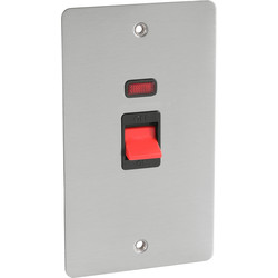 Axiom Flat Plate Satin Chrome 45A DP Switch Tall + Neon - 60224 - from Toolstation