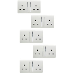 Trendiswitch White 2 Gang 13 Amp Switched Socket (5 Pack) 2 Gang