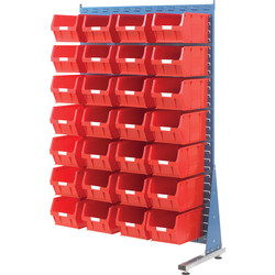 Barton Steel Louvre Panel Adda Stand with Red Bins 1600 x 1000 x 500mm with 28 TC5 Red Bins