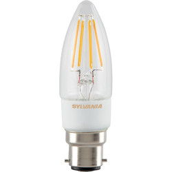 Sylvania Sylvania LED Filament Effect Dimmable Candle Lamp 4.5W BC 470lm A++ - 60470 - from Toolstation