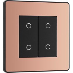 BG Evolve Polished Copper (Black Ins) 200W Double Touch Dimmer Switch, 2-Way Master 