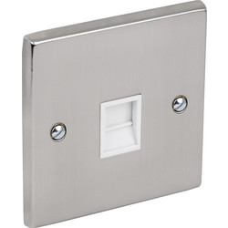 Axiom / Satin Chrome / White Telephone Socket Slave