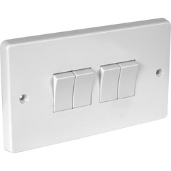 Crabtree / Crabtree 10A Light Switch 4 Gang 2 Way