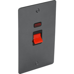Axiom Flat Plate Black Nickel 45A DP Switch Tall + Neon - 61299 - from Toolstation