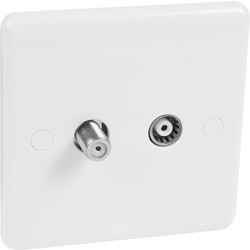 Wessex Electrical Wessex White Coaxial Outlet 1 Gang TV + Satellite - 61557 - from Toolstation