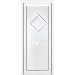 Crystal uPVC Front Door Small diamond Glass Hamburg White Left Hand 920 x 2090mm Obscure Glass 920 x 2090 x 70