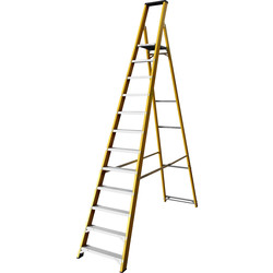 Lyte Heavy Duty Fibreglass Platform Step Ladder 12 Tread, Closed Length 3.47m